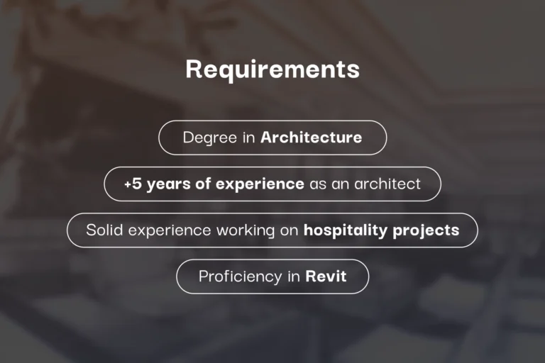 2 Experienced Architect for Hospitality Projects