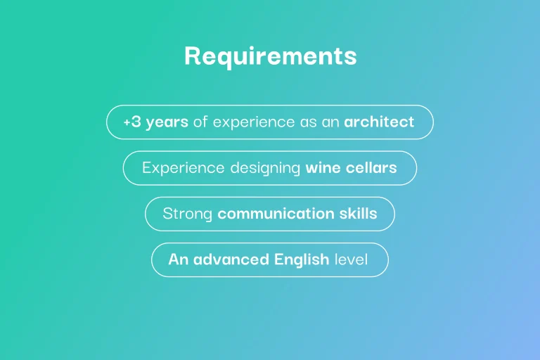 Semi Senior Architect (with experience in wine cellar design) (California, Part Time) 2